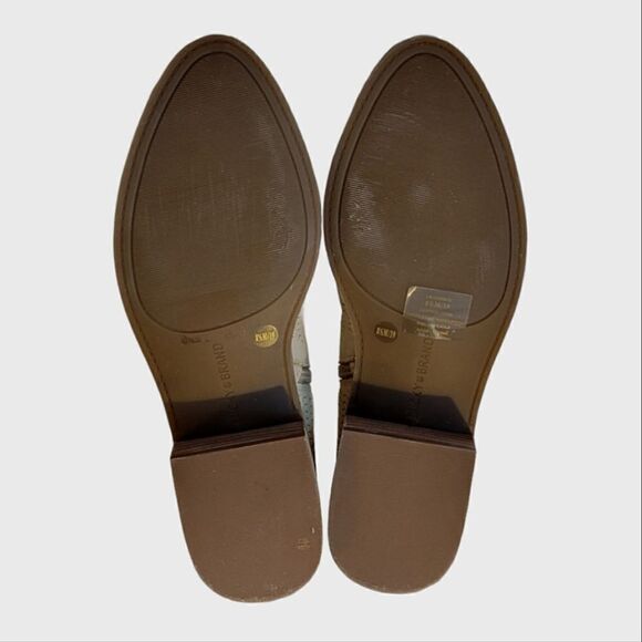 Lucky Brand Toupe Leather Perferated Buckle Cutout Zip Ankle Boots Size 8.5 - Picture 8 of 11